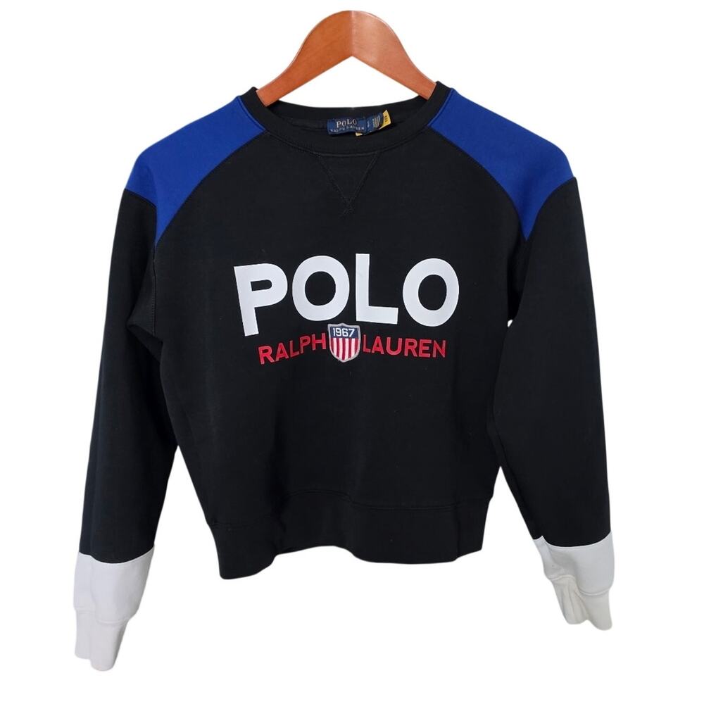 Polo Ralph Lauren Colorblock Sweatshirt Black Blue White Size S